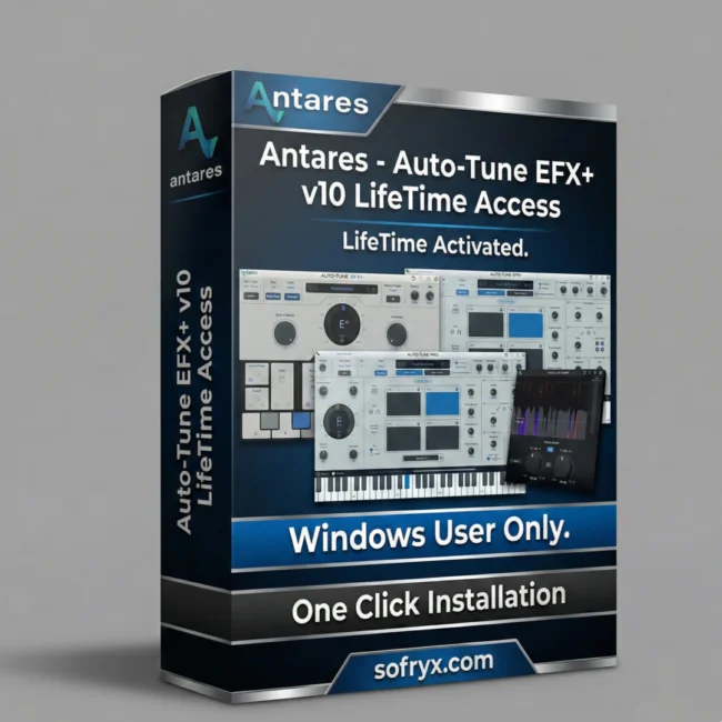 Auto-Tune EFX+ v10.0.1 professional vocal effects interface showing pitch correction engine, multi-effects rack, and melodic pattern generator controls
