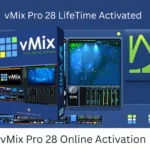 vMix Pro 28 virtual sets and green screen chroma key interface showing professional broadcast backgrounds for live streaming