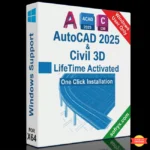 Autodesk Civil 3Dprofessional CAD design interface showing 2D drawings and 3D modelling tools