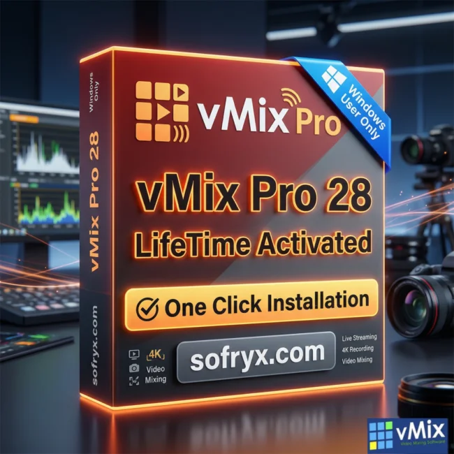 vMix Pro 28 professional live video streaming software for Windows showing unified input management and multi-platform streaming interface
