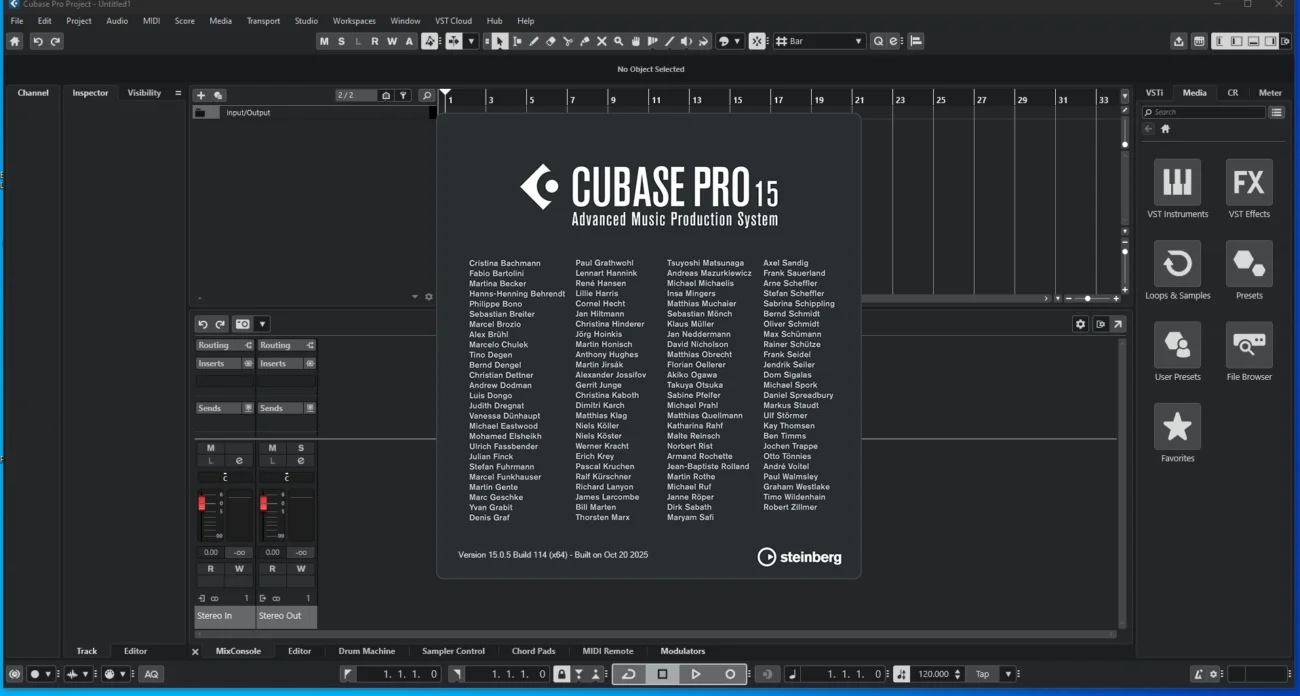 Steinberg Cubase Pro 15 used by Hollywood composers and professional music producers for film score creation