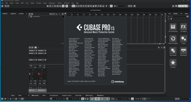 Steinberg Cubase Pro 15 used by Hollywood composers and professional music producers for film score creation