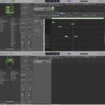 Logic Pro 12 Stem Splitter showing separated audio tracks: Drums, Bass, Vocals, Guitar, Piano, and Other instruments from mixed recording