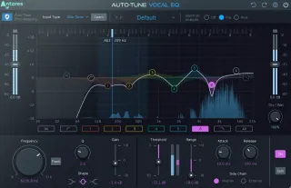 Auto-Tune Vocal EQ pitch correction visualization showing vocal tuning with real-time waveform display on Mac