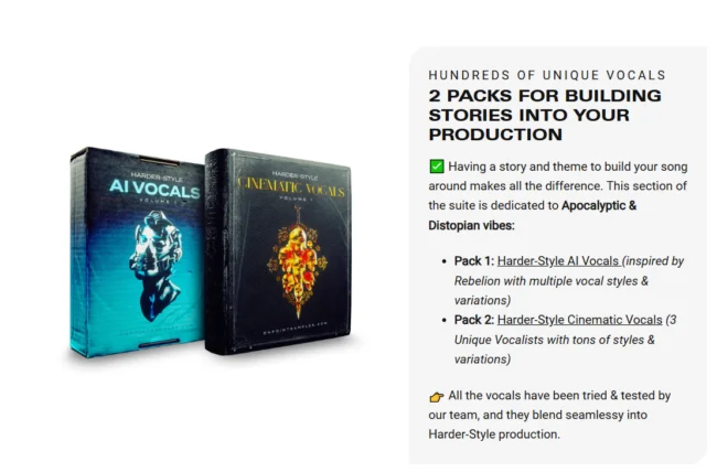 Harder-Style Vocal Suite 11000 plus files organized in folders with WAV MIDI formats