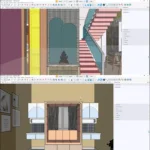 SketchUp Pro 2026 presentation mode showing interior walkthrough visualization