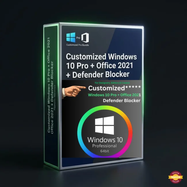 Customized Windows 10 Pro with Office 2021 and Defender Blocker software bundle