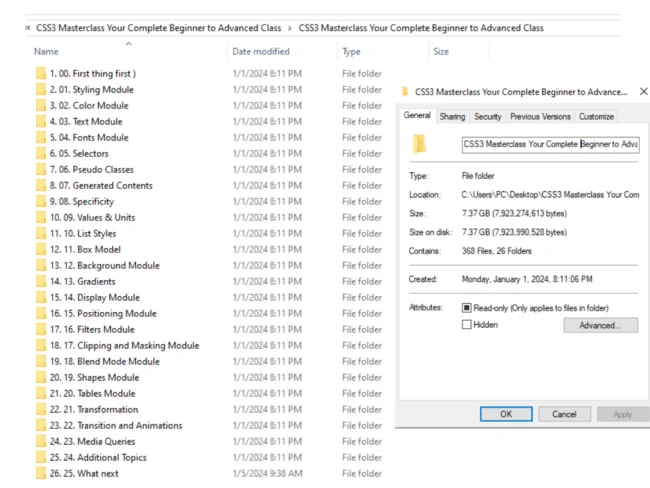 CSS selectors and specificity example showing code with highlighted rules and calculation