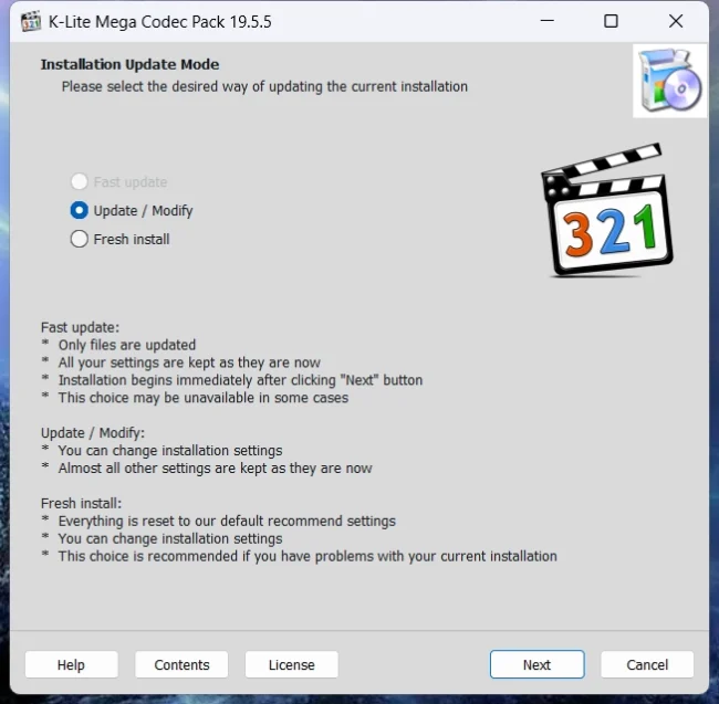 K-Lite Codec Pack supported formats including AVI MKV MP4 FLV WebM and more