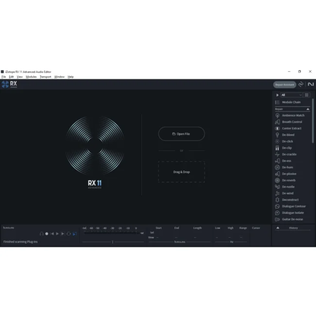 iZotope RX 11 Repair Assistant with machine learning audio analysis interface