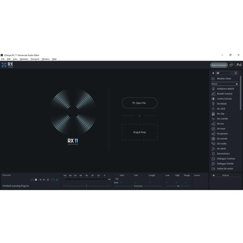 iZotope RX 11 Repair Assistant with machine learning audio analysis interface