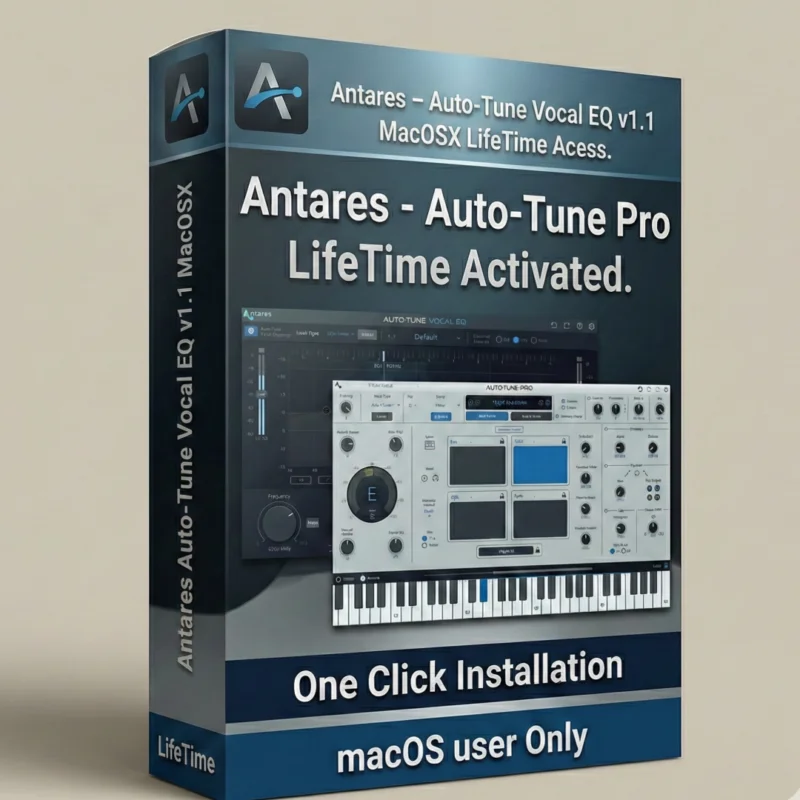 Auto-Tune Vocal EQ 1.1.0 professional vocal processing plugin interface for Mac showing pitch correction and EQ controls