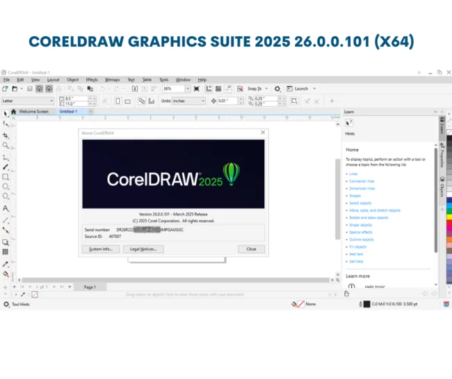 CorelDRAW 2025 vector drawing and illustration workspace with tools