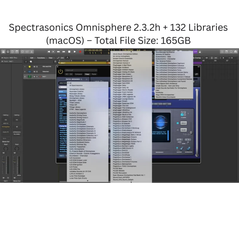 Omnisphere 2 synthesis engine interface with dual layers and modulation routing