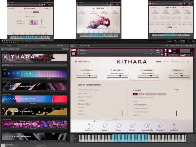 Kithara Multi-Layer Engine showing Attack Sustain and Release layer controls