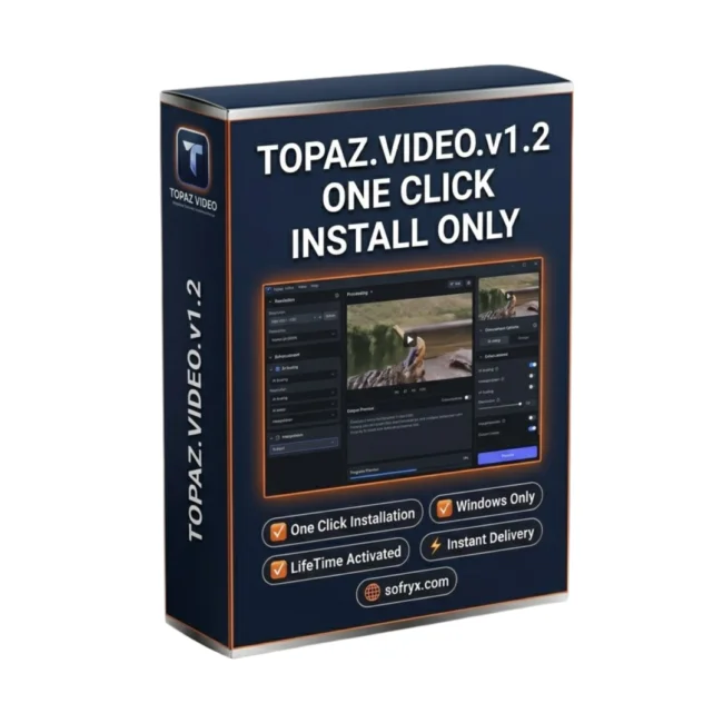 Topaz Video AI 1.2.0 Windows lifetime licence AI video upscaling enhancement Sofryx
