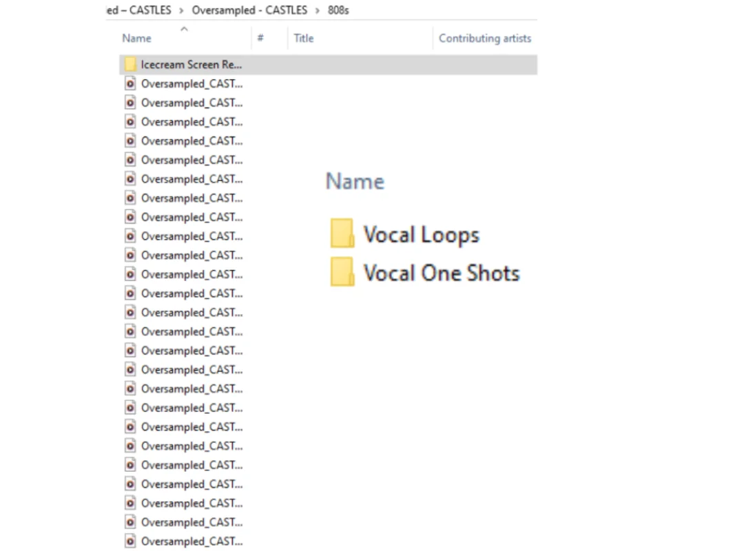 Oversampled Castles 450 WAV sample files organized by category at 24-bit quality