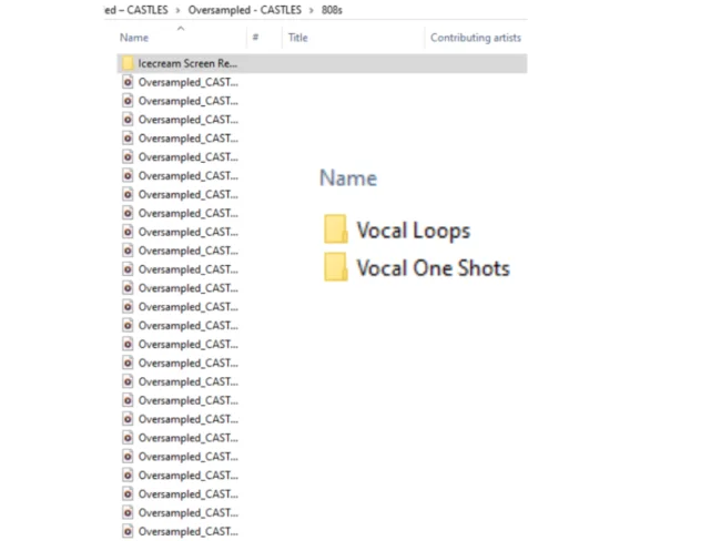 Oversampled Castles 450 WAV sample files organized by category at 24-bit quality