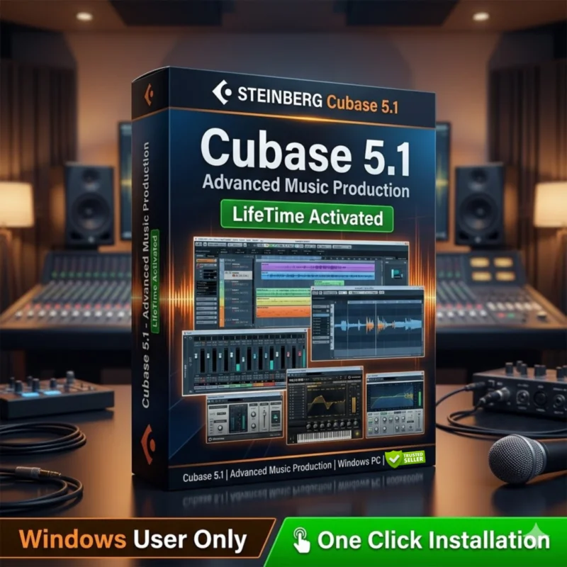 Cubase 5.1 professional music production DAW software interface on Sofryx