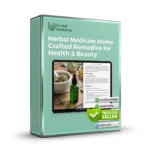 Herbal medicine book cover showing dried herbs flowers and home crafted remedies